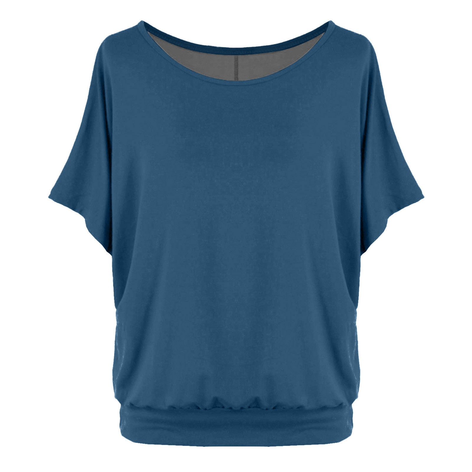 thumbnail image 2 of Camiseta oversize con mangas murciélago para mujer - Manga corta, cuello redondo, color liso, poliéster, informal/para el día a día - S-XXL, 2 of 7